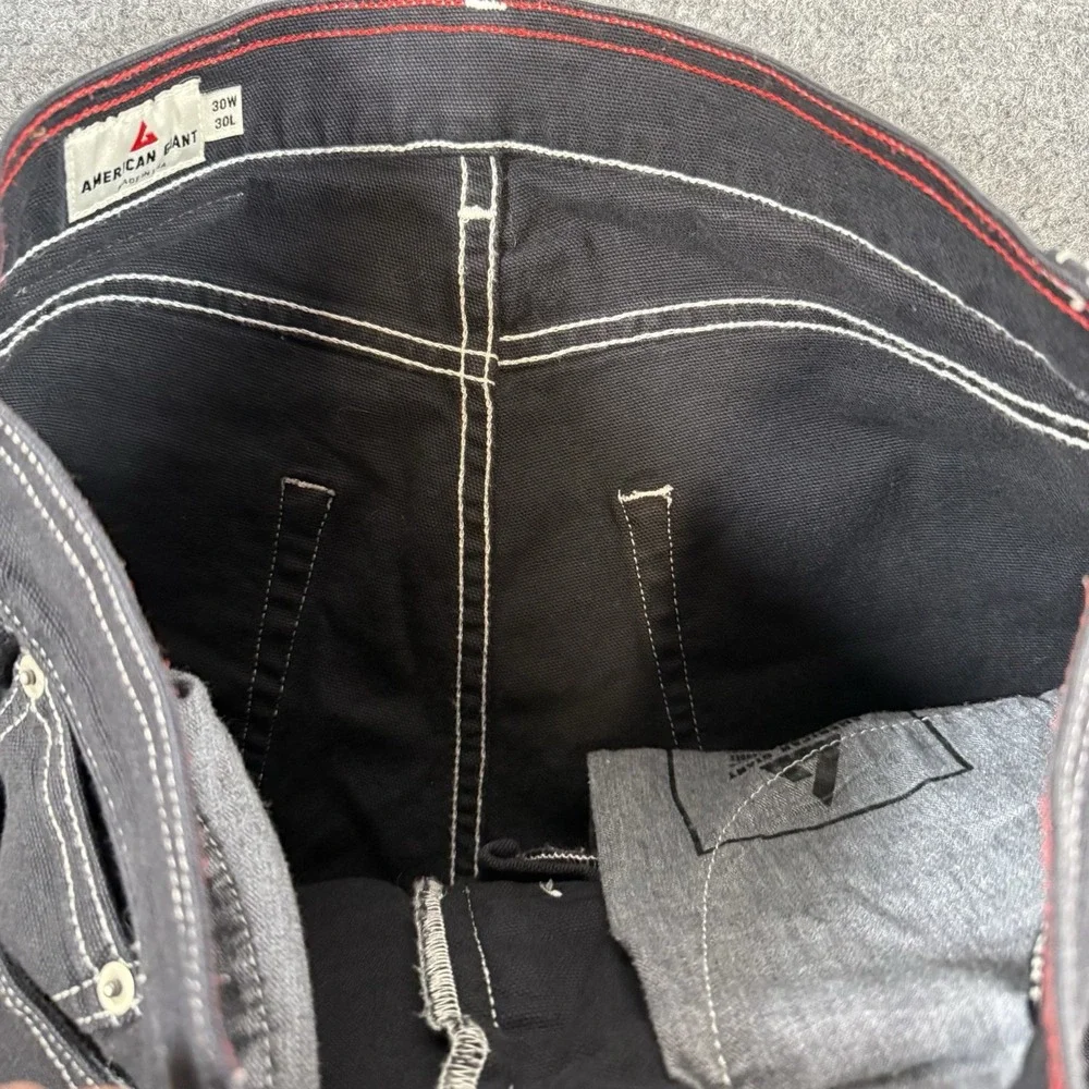 American Giant Jeans Mens 30x30 Charcoal Black Roughneck Stretch Canvas Straight